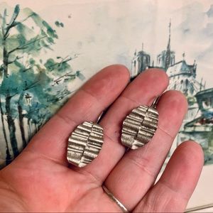 Vintage Orena Paris modernist silver-toned earrings